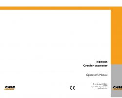 Case Excavators model CX700B Operator's Manual
