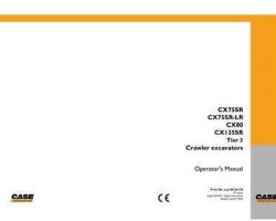 Case Excavators model CX75SR Operator's Manual