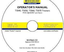 Operator's Manual on CD for New Holland Tractors model T5050