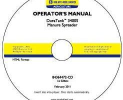 Operator's Manual on CD for New Holland Spreaders model Duratank 3400S