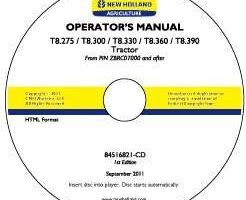 Operator's Manual on CD for New Holland Tractors model T8.330