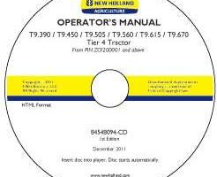 Operator's Manual on CD for New Holland Tractors model T9.615
