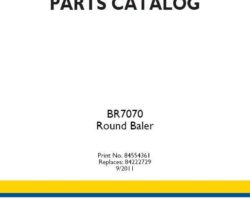 Parts Catalog Manual for New Holland Balers model BR7070