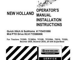 Operator's Manual for New Holland Tractors model T2210