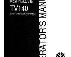 Operator's Manual for New Holland Tractors model TV140
