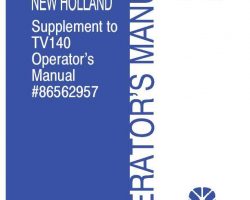 Operator's Manual for New Holland Tractors model TV140