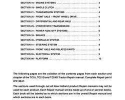 Service Manual for New Holland Tractors model TC21D
