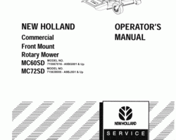 Operator's Manual for New Holland Tractors model MC72