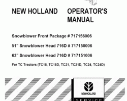 Operator's Manual for New Holland Tractors model TC24