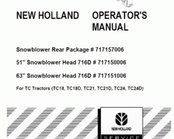 Operator's Manual for New Holland Tractors model TC18D