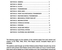 Service Manual for New Holland Tractors model TN55