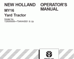 Operator's Manual for New Holland Tractors model 16