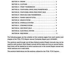 Service Manual for New Holland Tractors model TT75