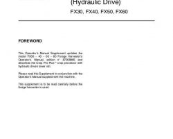 Operator's Manual for New Holland Harvesting equipment model FX30