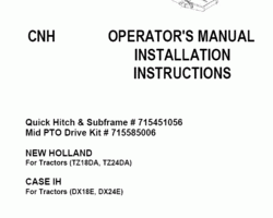 Operator's Manual for New Holland Tractors model DX18E