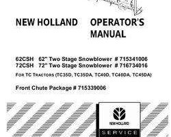 Operator's Manual for New Holland Tractors model 72CSH