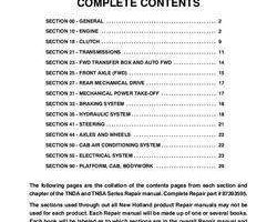 Service Manual for New Holland Tractors model TN95DA