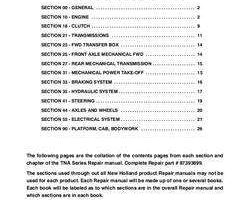 Service Manual for New Holland Tractors model TN95A