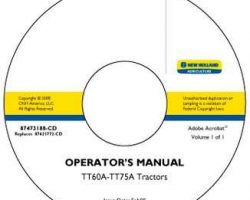 Operator's Manual on CD for New Holland Tractors model TT75A