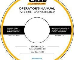 Operator's Manual on CD for Case Wheel loaders model 721E