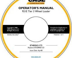 Operator's Manual on CD for Case Wheel loaders model 921E