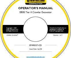 Operator's Manual on CD for New Holland CE Excavators model E80B