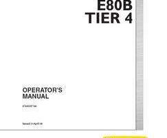 New Holland CE Excavators model E80B Operator's Manual