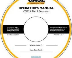 Operator's Manual on CD for Case Excavators model CX225