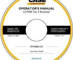 Operator's Manual on CD for Case Excavators model CX700B