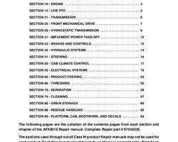 Service Manual for Case IH Combine model AFX8010
