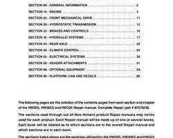 Service Manual for New Holland Windrower model HW305S