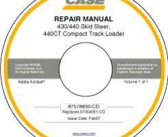 Service Manual on CD for Case Skid steers / compact track loaders model 440CT