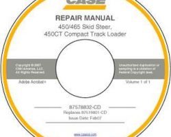 Service Manual on CD for Case Skid steers / compact track loaders model 450CT