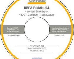 Service Manual on CD for Case Skid steers / compact track loaders model 450