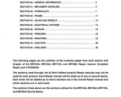Service Manual for New Holland Balers model BR740A