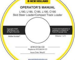 Operator's Manual on CD for Case Skid steers / compact track loaders model L190