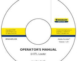 Operator's Manual on CD for New Holland Tractors model 610TL