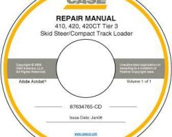 Service Manual on CD for Case Skid steers / compact track loaders model 420CT