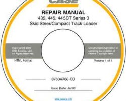 Service Manual on CD for Case Skid steers / compact track loaders model 445CT