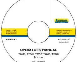Operator's Manual on CD for New Holland Tractors model T7040