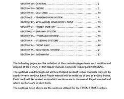 Service Manual for New Holland Tractors model TT50A