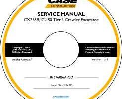 Service Manual on CD for Case Excavators model CX75SR