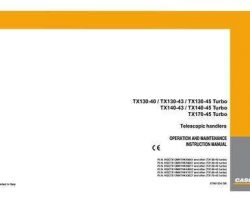 Case Telehandlers model TX140 Operator's Manual