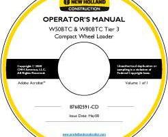 Operator's Manual on CD for New Holland CE WHEEL LOADERS model W80BTC