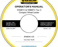 Operator's Manual on CD for New Holland CE WHEEL LOADERS model W50BTC