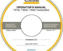 Operator's Manual on CD for Case Telehandlers model TX842