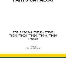 Parts Catalog for New Holland Tractors model TG305