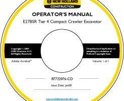 Operator's Manual on CD for New Holland CE Excavators model E27BSR