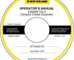 Operator's Manual on CD for New Holland CE Excavators model E30BSR