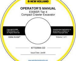 Operator's Manual on CD for New Holland CE Excavators model E35BSR